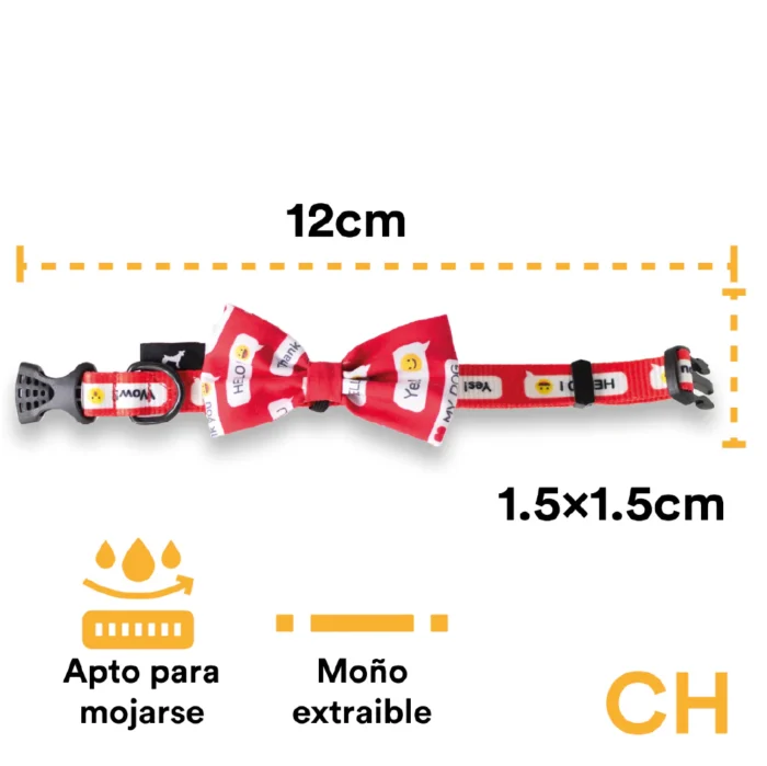 03_40cfea69-7653-4eaa-8a1a-ffab9eb1307c_1001x1000 Collar Con Moño Para Perro Jack Pet Style Con Cintilla Reforzada, Costuras De Refuerzo En Forma De Zigzag Y Herraje De Acero Reforzado Con Punto De Soldadura. Color Rojo.