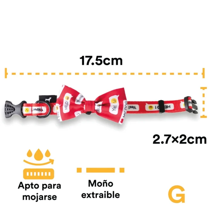 03_69169864-9516-4188-982a-38d2eb5666fd_1800x1800 Collar Con Moño Para Perro Jack Pet Style Con Cintilla Reforzada, Costuras De Refuerzo En Forma De Zigzag Y Herraje De Acero Reforzado Con Punto De Soldadura. Color Rojo.