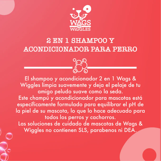 Shampoo Y Acondicionador 2 En 1 Para Perro Wags & Wiggles, Aroma Sandia Fresca. 473 mL