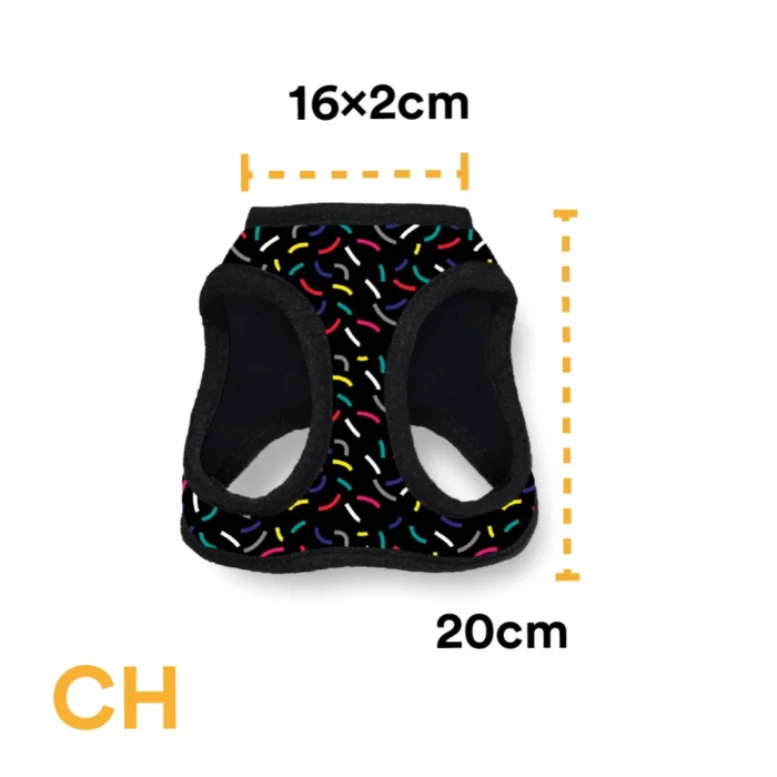 Pechera Para Perro Con Diseños Divertidos Full Print, De Fácil Transpiración y Muy Cómoda. Color Negro  - Extra Chica