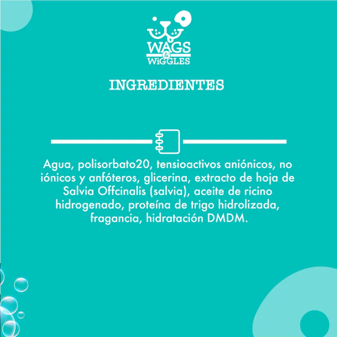 Shampoo Hipoalergenico Wags & Wiggles para perro, eliminando los malos olores. 473 mL