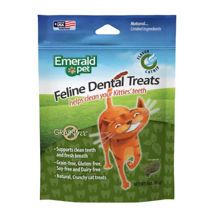 Emerald Pet Premios para Gatos Dental Treats, Sabor Catnip, Dientes Limpios, Fresh Pack 312gr