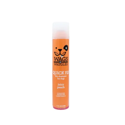 FRONT_890adf2b-19f9-4024-b90d-27dcd62955ae_1800x1800 Shampoo en spray sin agua Wags & Wiggles para perros, refresca y elimina olores. Aroma a melocoton. 198 g