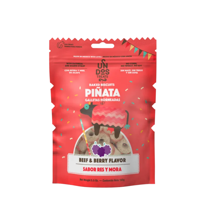 Un dos Treats Baked Biscuits Pi?ata Galletas Horneadas- Sabor Res y Moras 5.5 oz